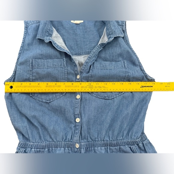 Pact Sleeveless Denim Romper  Women’s Small Organic Cotton Chambray Button Up - Picture 8 of 8